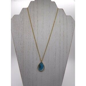 Necklace Gold Teardrop w/ Dried Flowers